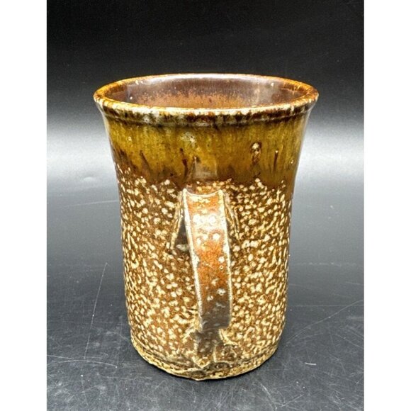 VTG Studio Art Pottery Mixed Artist Brown Coffee Tea Mug Set Of 4 Signed - Picture 3 of 16